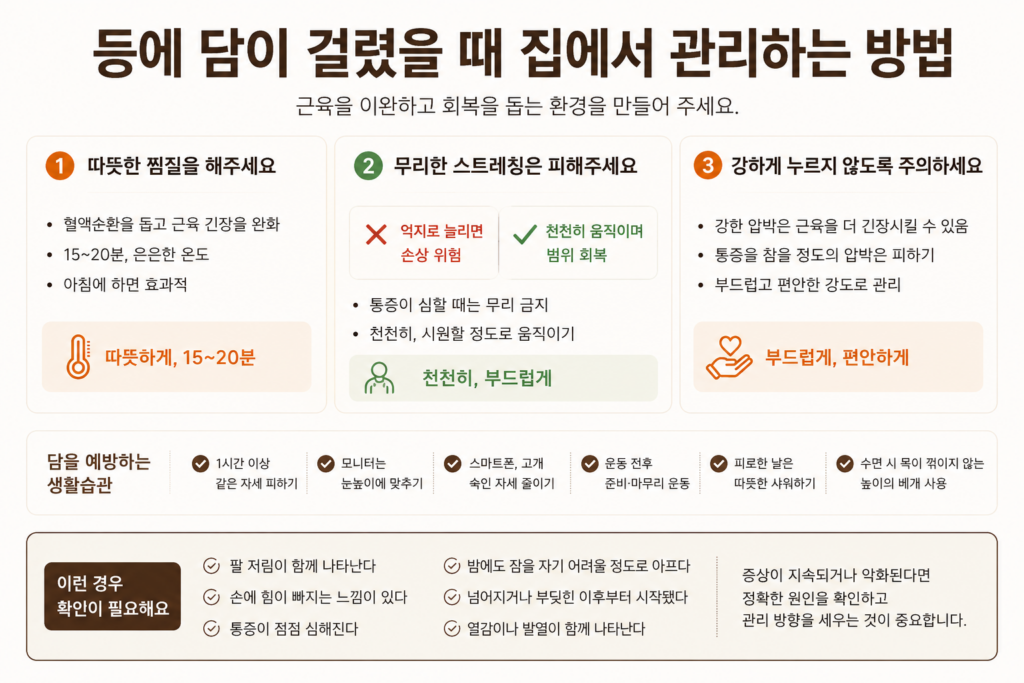 등에 담왔을 때 집에서 하는 관리법을 설명하기 위한 이미지