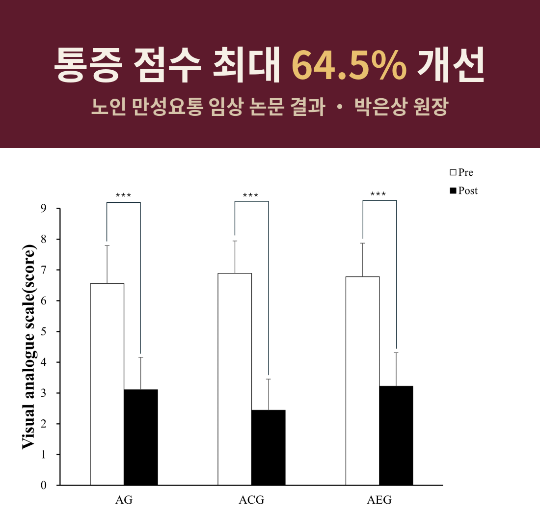 노인 만성요통 침치료 추나요법 요추안정화운동 4주 임상연구 요약 - 기운찬한방병원